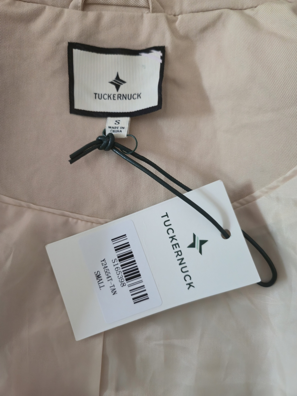 Tuckernuck Drew Short Trench Coat Size Small Tan Boxy Cropped Lined Preppy - Picture 11 of 14
